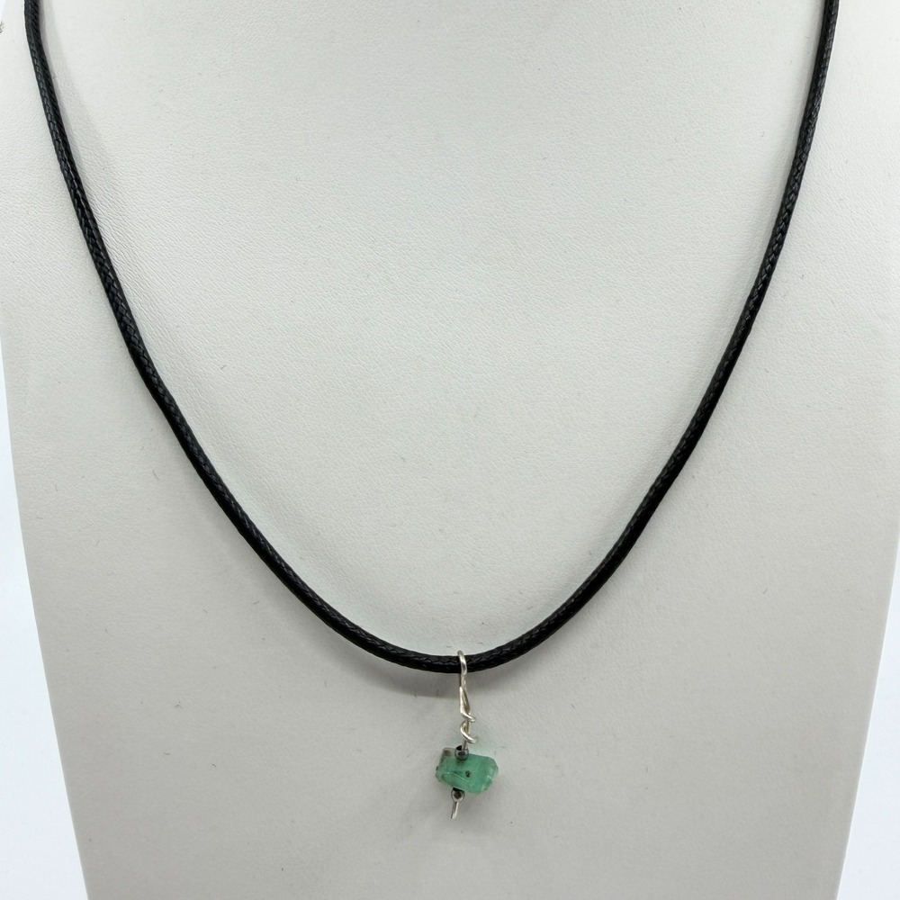 Raw Green Crystal Gemstone Pendant Necklace Minimalist Boho Style Gift Idea